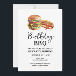 40.º cumpleaños Invitación Casual BBQ<br><div class="desc">Invitaciones a barbacoa de cumpleaños. Fácil de personalizar. Todo el texto es ajustable y fácil de cambiar para sus propias necesidades fiestas. Hamburguesa Watercolor simple y gráficos de hotdog. Invitaciones para él. Diseño de cumpleaños BBQ Bar o patio trasero. Cualquier edad,  sólo cambia el texto.</div>