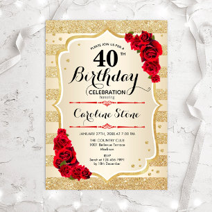 40.º cumpleaños - Invitación de Rosas de bandas de