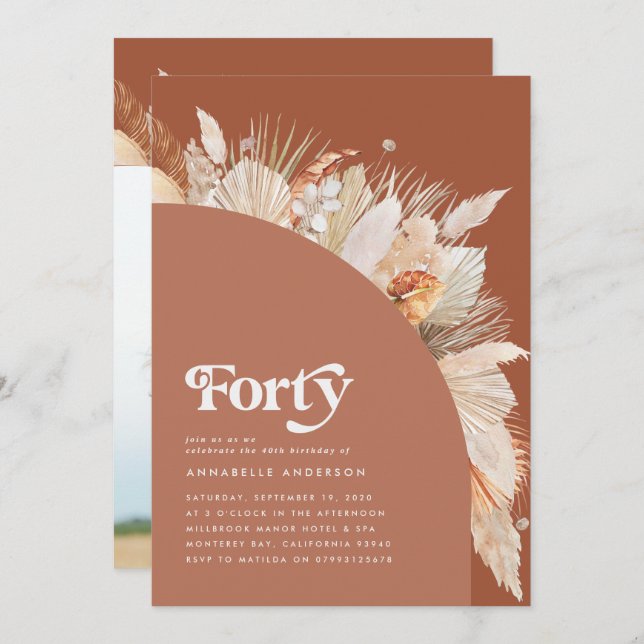 40.º cumpleaños pampas hierba terracota arco moder (Anverso / Reverso)