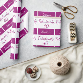 40.º cumpleaños Pink fabulosamente 40 Papel de env