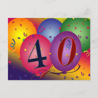 40.º fiesta de cumpleaños invitaciones postales