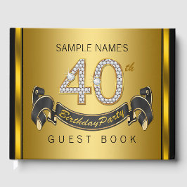 40.º Fiesta de cumpleaños libro de invitados Black