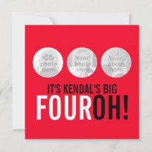 40.º FOUROH rojo y negro! invitación de cumpleaños