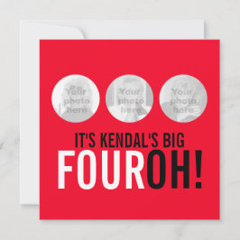 40.º FOUROH rojo y negro! invitación de cumpleaños