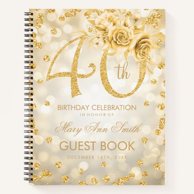 40.º libro de oro de cumpleaños iluminado con luce (Anverso)