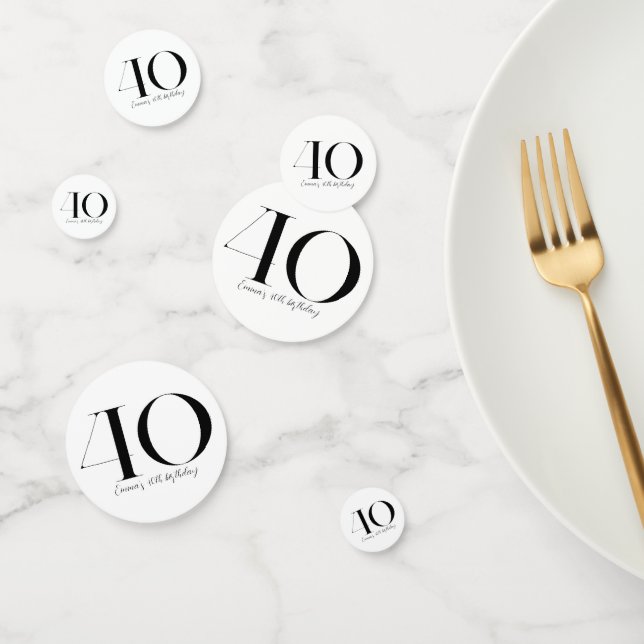 40.º natalicio Confeti Blanco y Negro (Grupo)