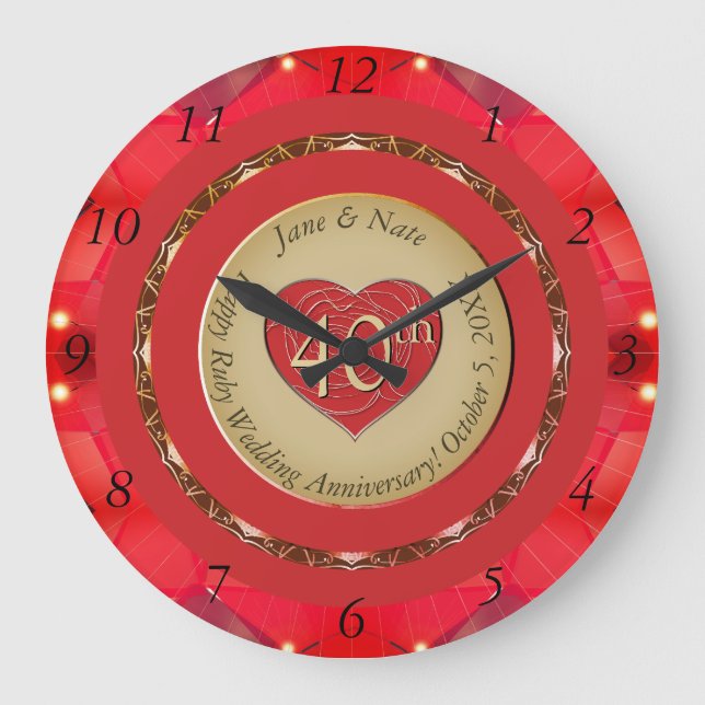40.º reloj de pared de aniversario de Ruby (Anverso)