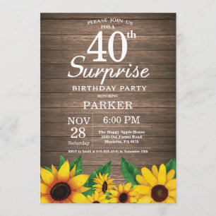 40.a invitación del cumpleaños de la sorpresa
