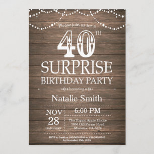 40.a invitación del cumpleaños de la sorpresa