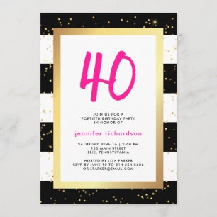 40.a invitación moderna de la fiesta de cumpleaños