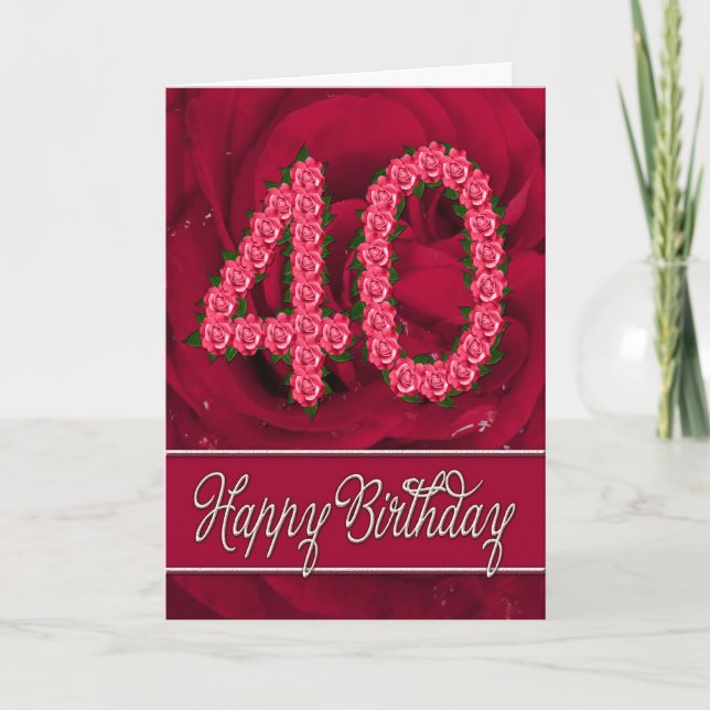 40.a tarjeta de cumpleaños con los rosas y las (Anverso)