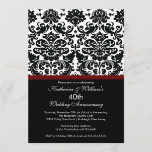 40 Aniversario Damask Invitación Merlot Red