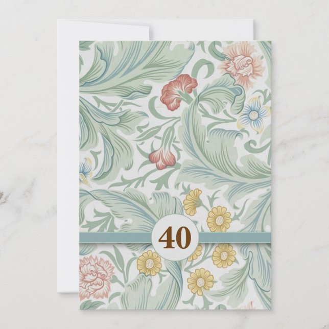 40° aniversario hermosas invitaciones vintage (Anverso)