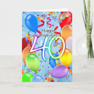 40 Aniversario - Tarjeta de cumpleaños con globo -