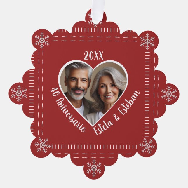 40 Aniversario Tarjeta de Ornamento Personalizado  (Anverso)