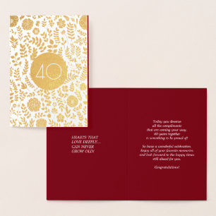 40° Aniversario Tarjetas de Lujo Real Relieve meta