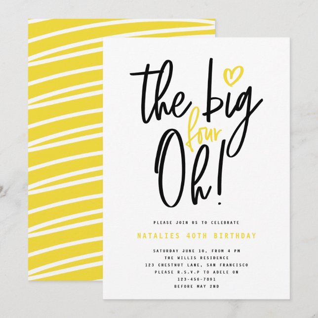 40 años tipografía moderna amarillo mínimo (Anverso / Reverso)