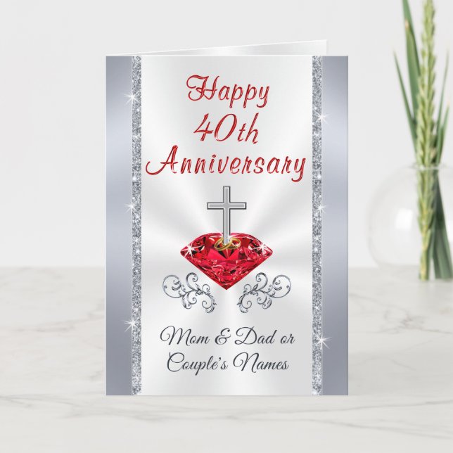 40.as tarjetas del aniversario de boda del rubí (Anverso)