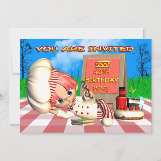 40° cumpleaños Invitación a barbacoa (Anverso)
