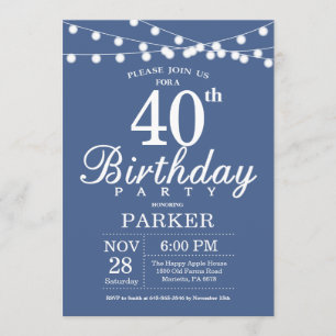 40 cumpleaños invitación azul