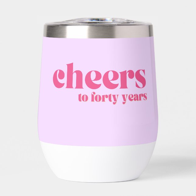 40 cumpleaños, Retro Púrpura y Rosa "anima a 40" (Frente)