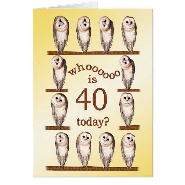 40 cumpleaños, tarjeta Curious owls. (Frente)