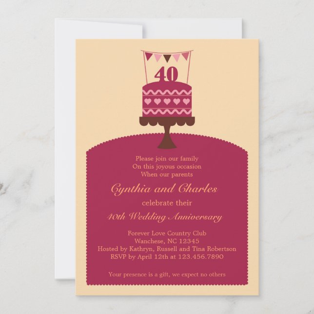 40 Invitación a tomar pastel por aniversario de Bo (Anverso)