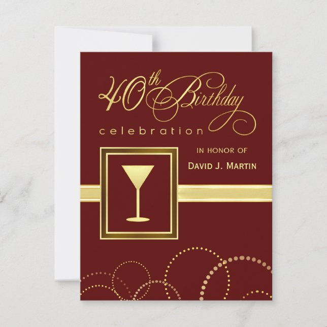 40 invitaciones a fiestas de cumpleaños - Borgoña  (Anverso)