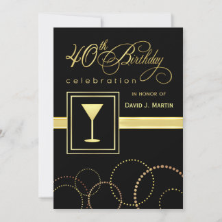 40 invitaciones a fiestas de cumpleaños - Oro y Ne