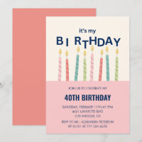 40 invitaciones de cumpleaños Divertidas velas de 