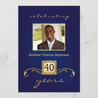 40 invitaciones de cumpleaños - Monograma Azul y O