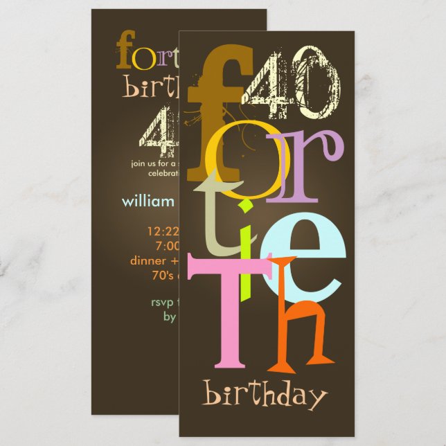 40 invitaciones para fiestas de cumpleaños (Anverso / Reverso)