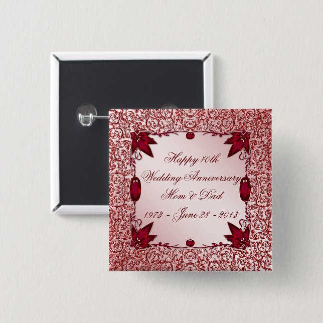 40.o Botón del aniversario de boda (Anverso y reverso)