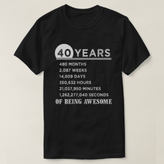 40.o Camisa del cumpleaños regalos del aniversario