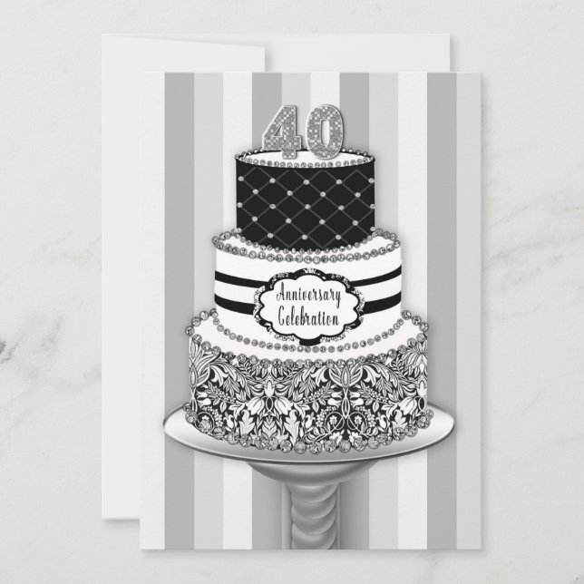 40.o Invitación del aniversario de boda, torta (Anverso)