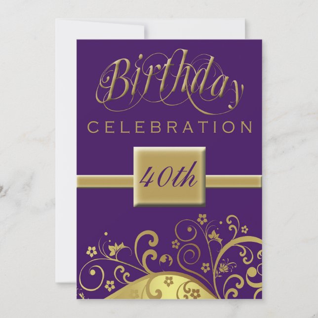 40.o Invitación personalizada de la fiesta de (Anverso)