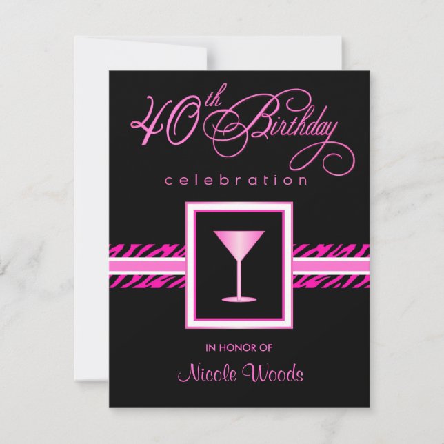 40.o Invitaciones de la fiesta de cumpleaños - (Anverso)