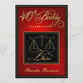 40.o Invitaciones del cumpleaños - libra del