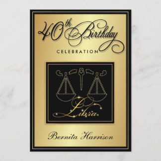 40.o Invitaciones del cumpleaños - libra del