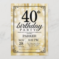 40.o Purpurina del oro de la invitación del
