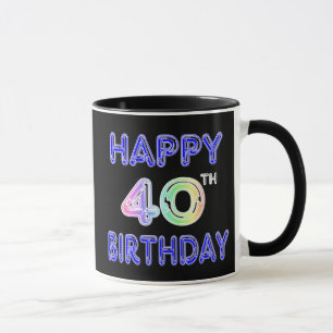 40.o Taza del cumpleaños con la fuente del impuls