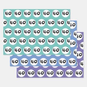 40 por el colorido papel de envolvimiento de cumpl