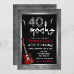 40 Rocks Rockstar Guitar 40 cumpleaños invitación<br><div class="desc">40 Rockstar Guitarra Eléctrica Metalizado Metálica Purpurina Plata 40 Invitación de cumpleaños sorpresa</div>