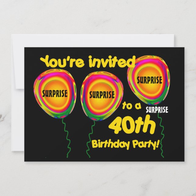 40° SORPRESA Globos de invitación a fiesta de cump (Anverso)