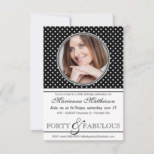 40 y fabulosa invitación a fiesta de cumpleaños de (Anverso)