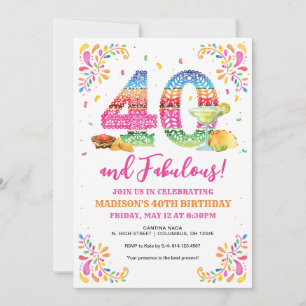 40 y fabulosa invitación a la Fiesta de Cumpleaños