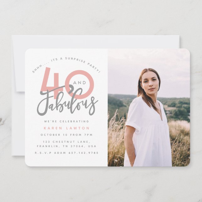 40 y fabulosa invitación fotográfica para cumpleañ (Anverso)