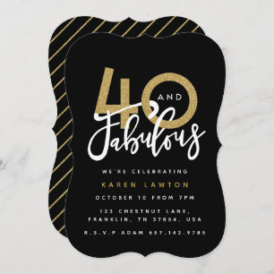 40 y fabulosa invitación para cumpleaños