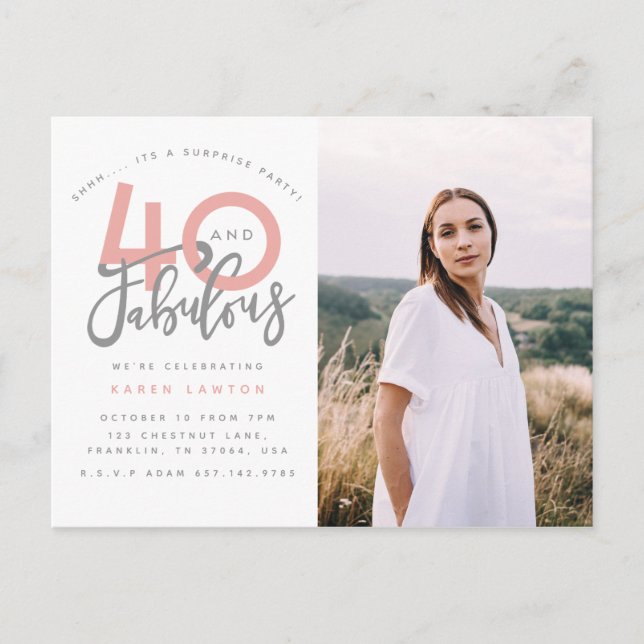 40 y fabulosa invitación para la fiesta de cumplea (Anverso)