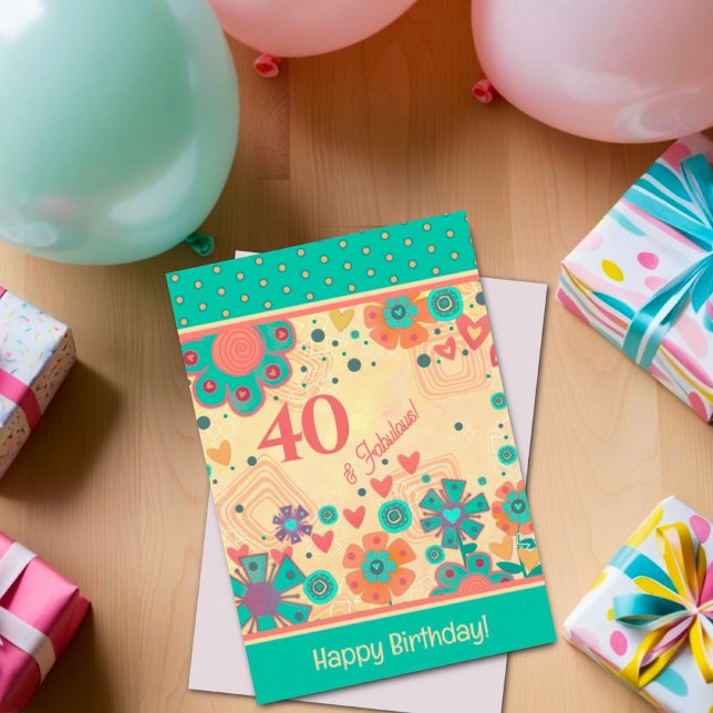 40 y Fabulosa Tarjeta de Inespiritividad Floral de (Subido por el creador)